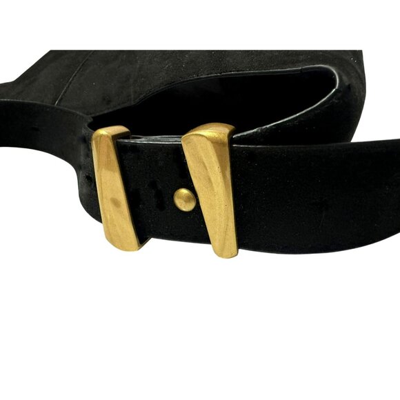 H&M Black Bucket Bag Suede-Like Fabric Goldtone Hardware Adjustable Strap - Picture 5 of 7